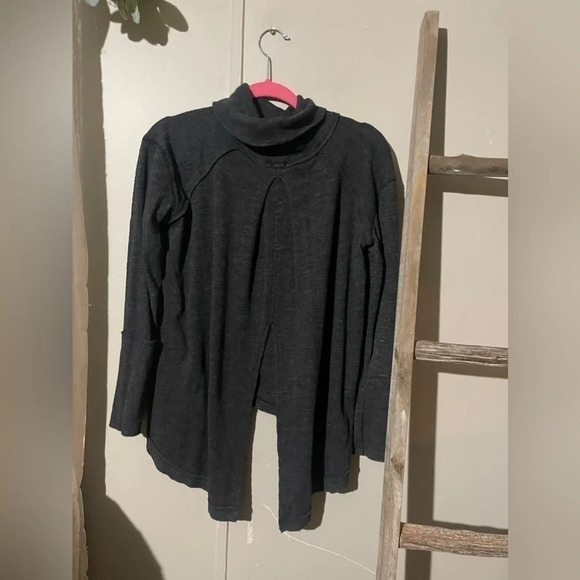 We the Free Turtle Neck Open Back Top Dark Gray Color - Picture 3 of 8